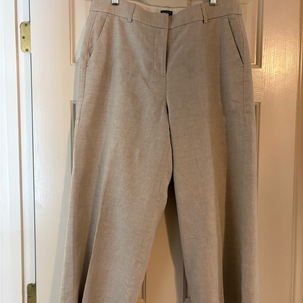 NWT J. Crew Tan Pant in Linen Blend Women’s 10 Cropped Ankle